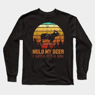 Holding My Beer I Gotta Pet This French Bulldog Long Sleeve T-Shirt